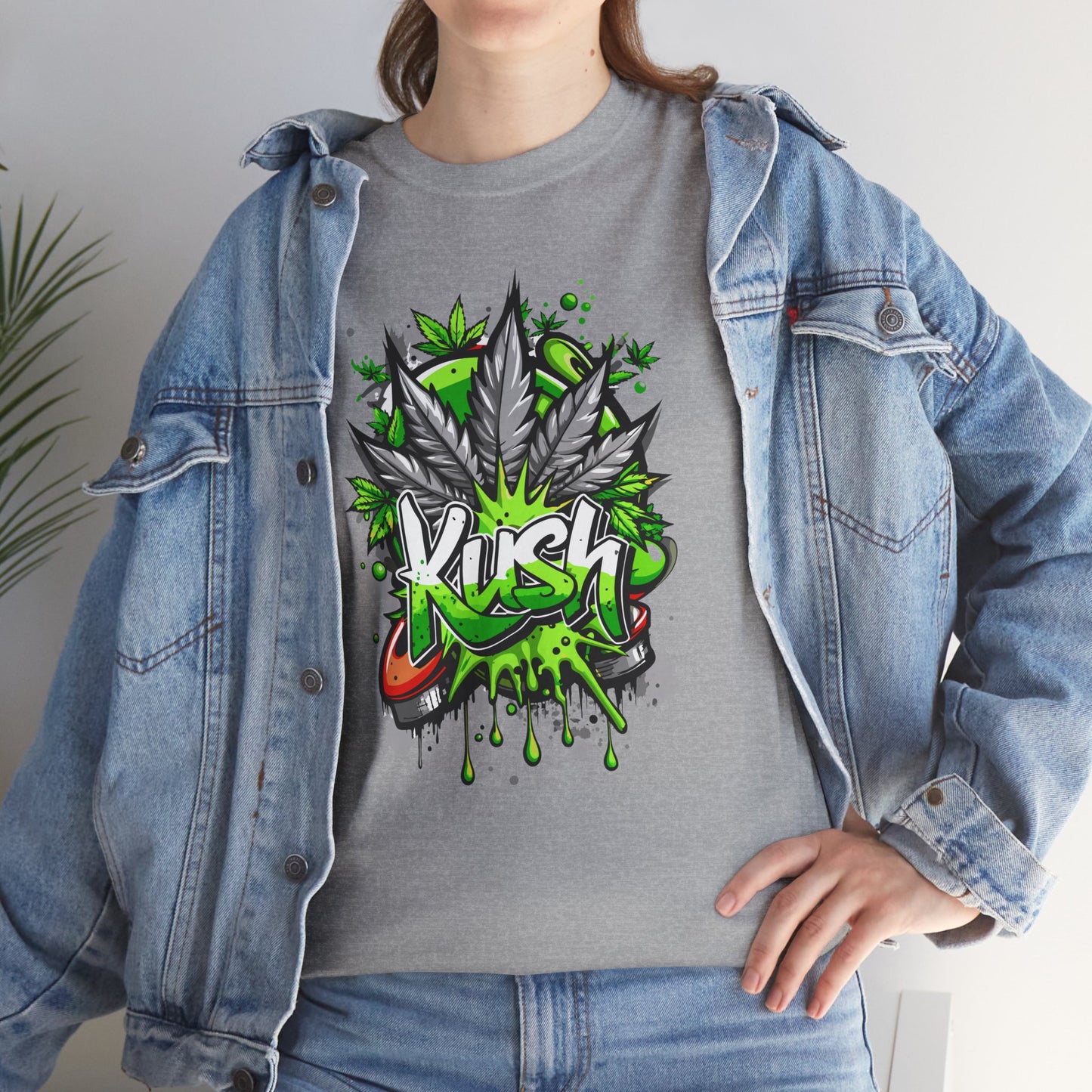 Kush Graffiti T-Shirt — Green Cannabis Leaf Street Art Tee