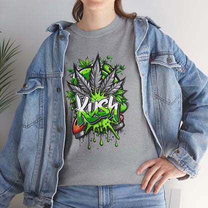 Kush Graffiti T-Shirt — Green Cannabis Leaf Street Art Tee