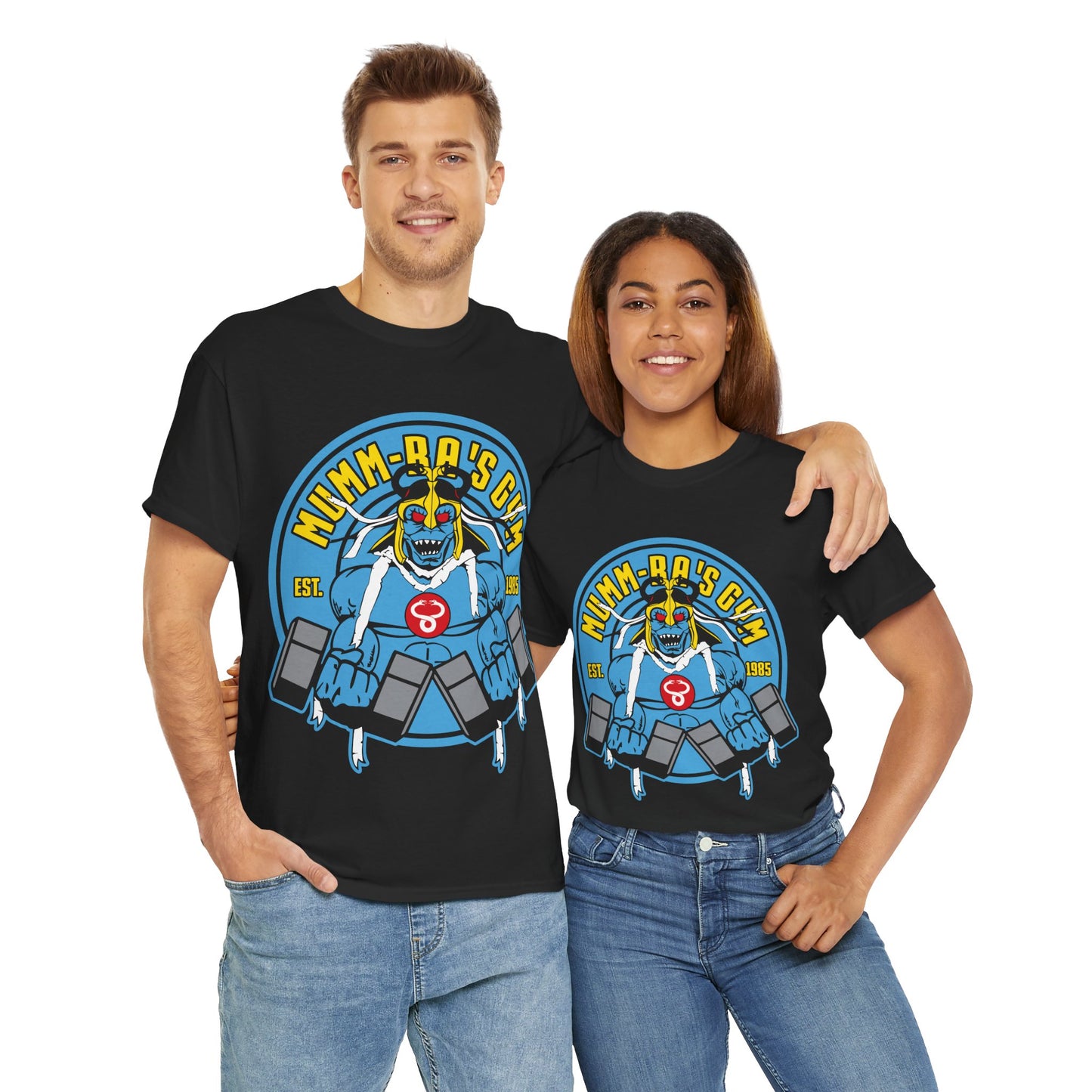 Vintage Gym Monster Unisex Heavy Cotton Tee - Retro Fitness T-Shirt Black