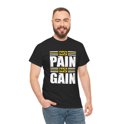 Motivational Workout Tee - "No Pain No Gain" Unisex Heavy Cotton T-Shirt