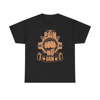 No Pain No Gain Heavy Cotton Tee - Motivational Gym Shirt for Fitness Enthusiasts