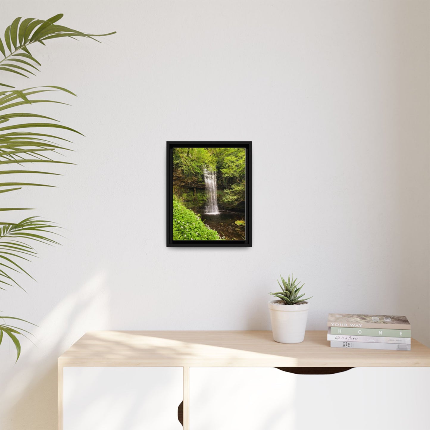 Glacer Waterfall Matte Canvas, Framed (Multi-color)