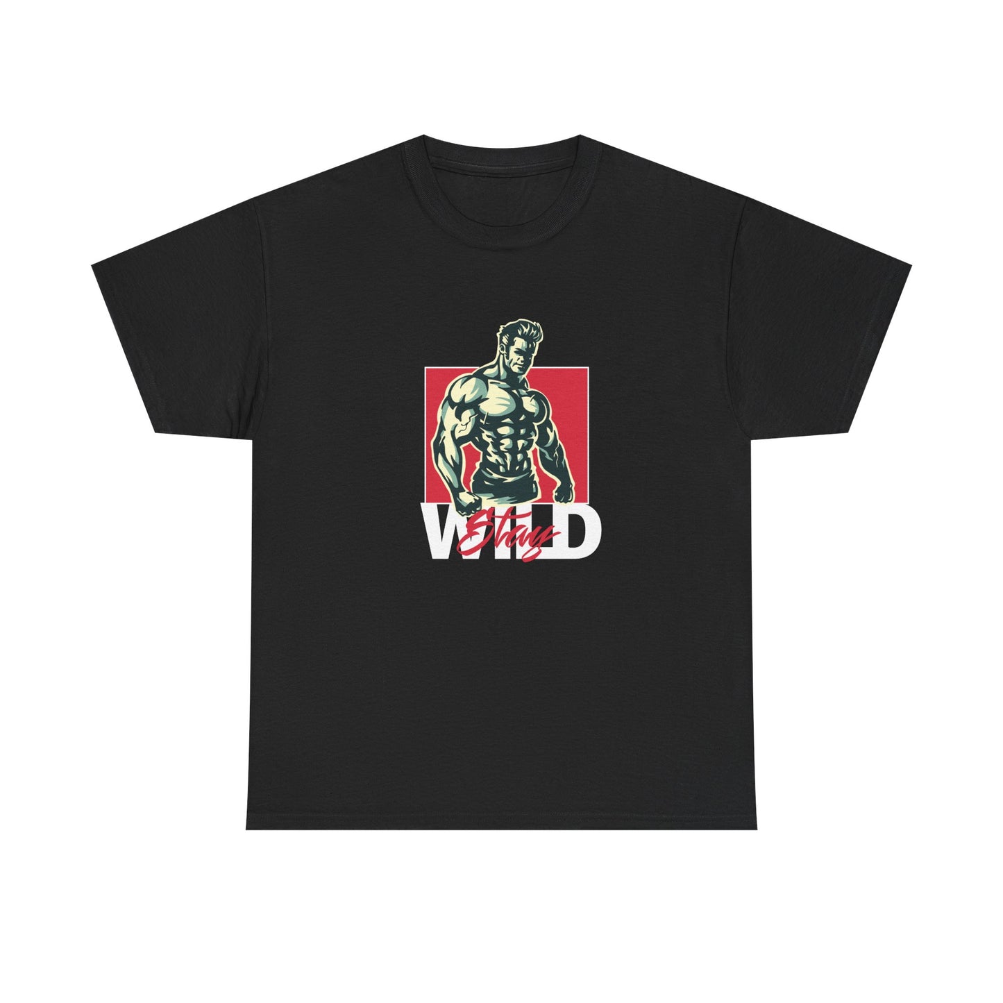 Men's 'Wild' Graphic Tee — Vintage Muscular Figure Red Block Design