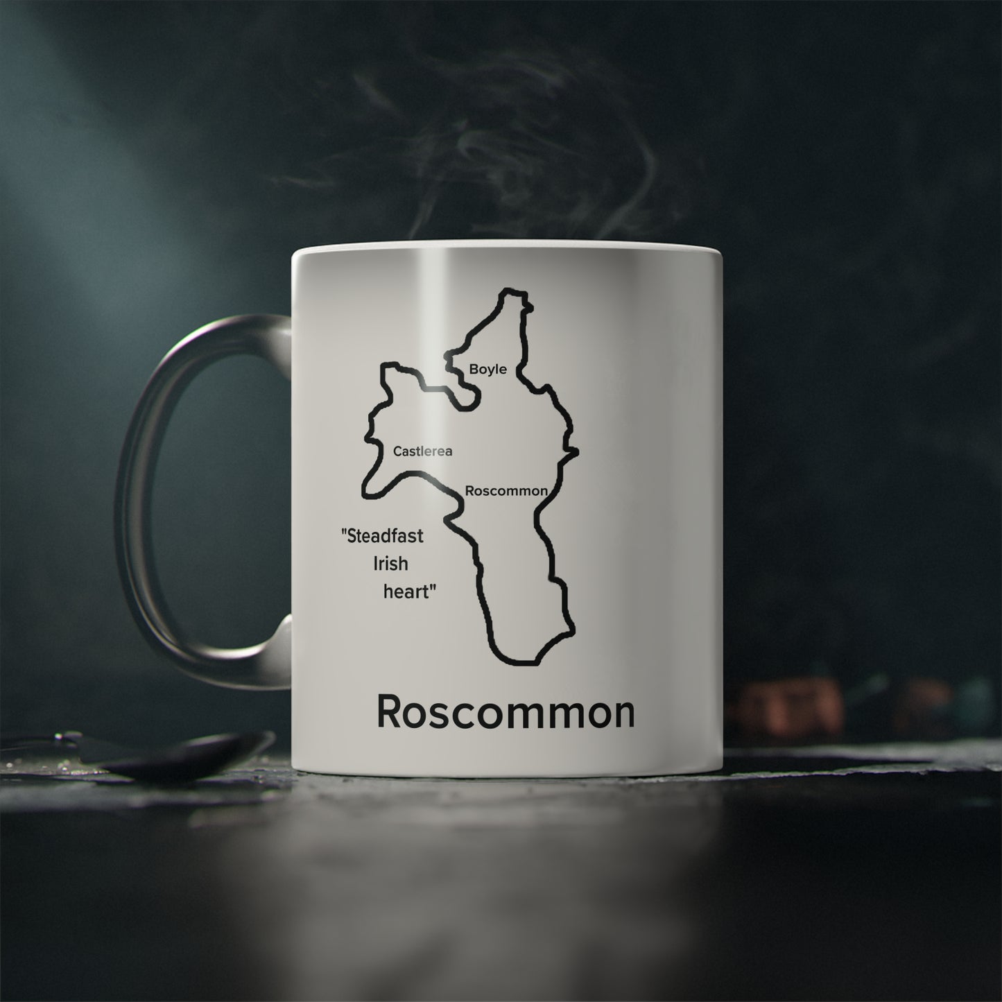 Roscommon Magic Mug: Color - Changing Coffee Cup with Artistic Map Design