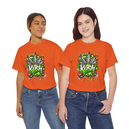 Kush Graffiti T-Shirt — Green Cannabis Leaf Street Art Tee