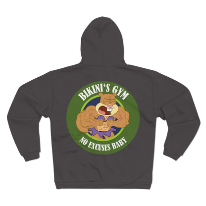 Bikini's Gym No Excuses Hoodie - Unisex Zip Sweatshirt for Fitness Enthusiasts
