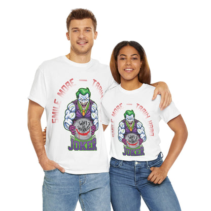 Joker Graphic Unisex Heavy Cotton Tee - "Smile More, Train Hard" White