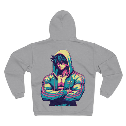 Calm Man Chilling Graphic Unisex Hooded Zip Sweatshirt