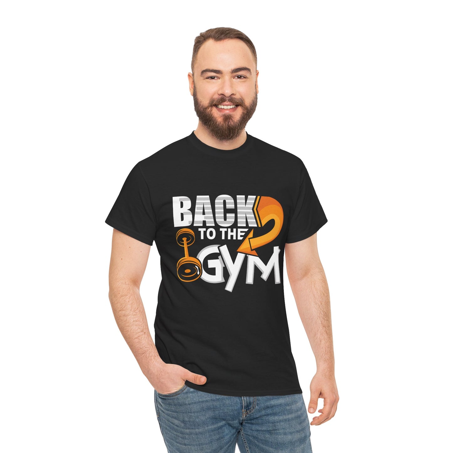 Motivational Gym T-Shirt - 'Back to the Gym' Heavy Cotton Tee for Fitness Enthusiasts