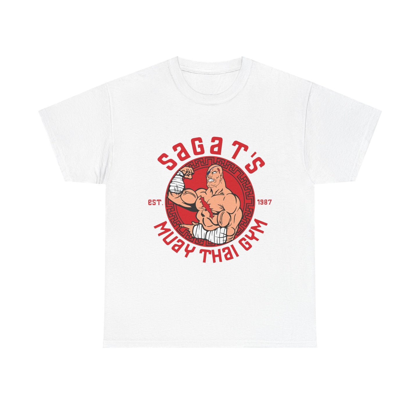 Sagat's Muay Thai Gym Unisex Heavy Cotton Tee - Established 1987 White