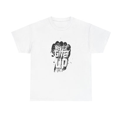 Inspirational Unisex Heavy Cotton Tee - "Never Give Up" Motivational Shirt
