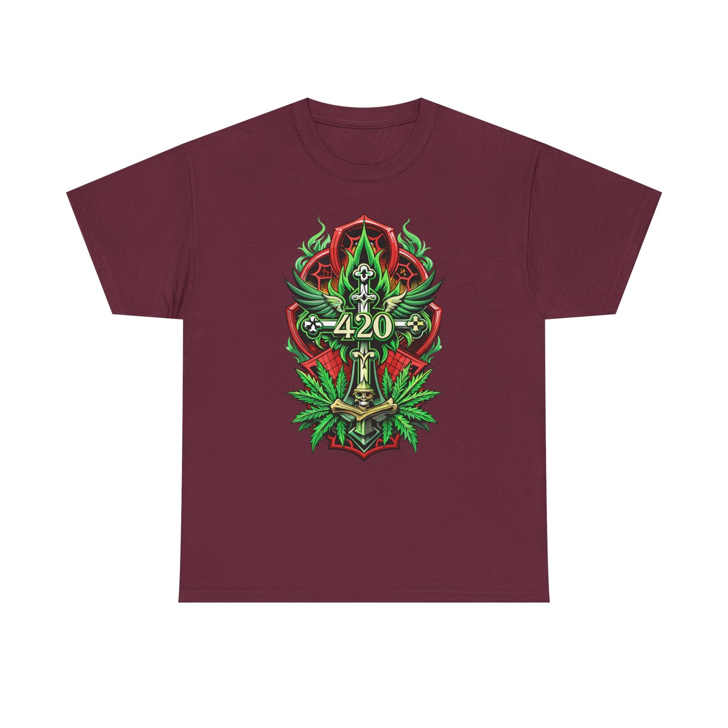420 Cannabis Shield T-Shirt – Marijuana Leaf Stoner Graphic Tee