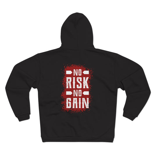No Risk No Grain Unisex Hooded Zip Sweatshirt | Motivational Zip-Up Hoodie for Gym & Casual Wear
