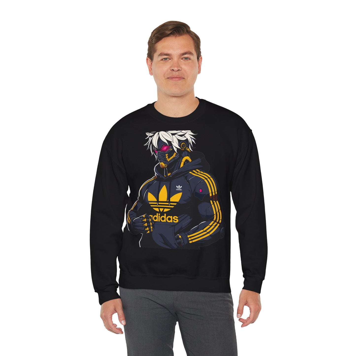 Cyberpunk Style Unisex Crewneck Sweatshirt with Graphic Design