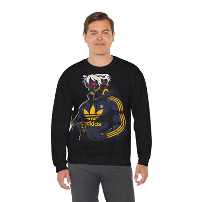 Cyberpunk Style Unisex Crewneck Sweatshirt with Graphic Design