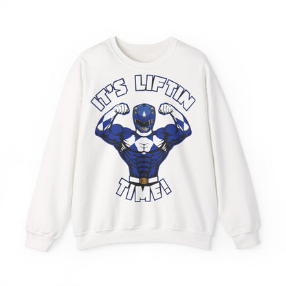 Superhero Liftin' Time Crewneck Sweatshirt - Unisex Heavy Blend™ White