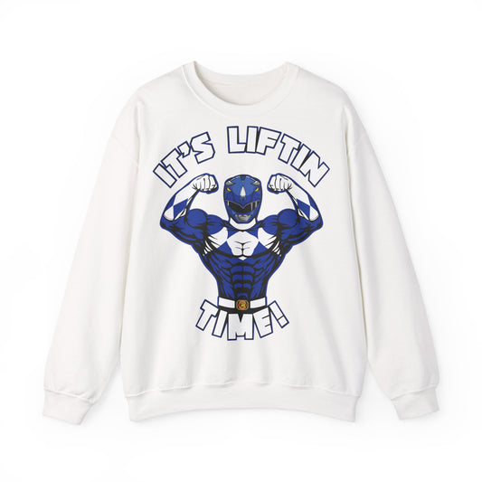 Superhero Liftin' Time Crewneck Sweatshirt - Unisex Heavy Blend™ White