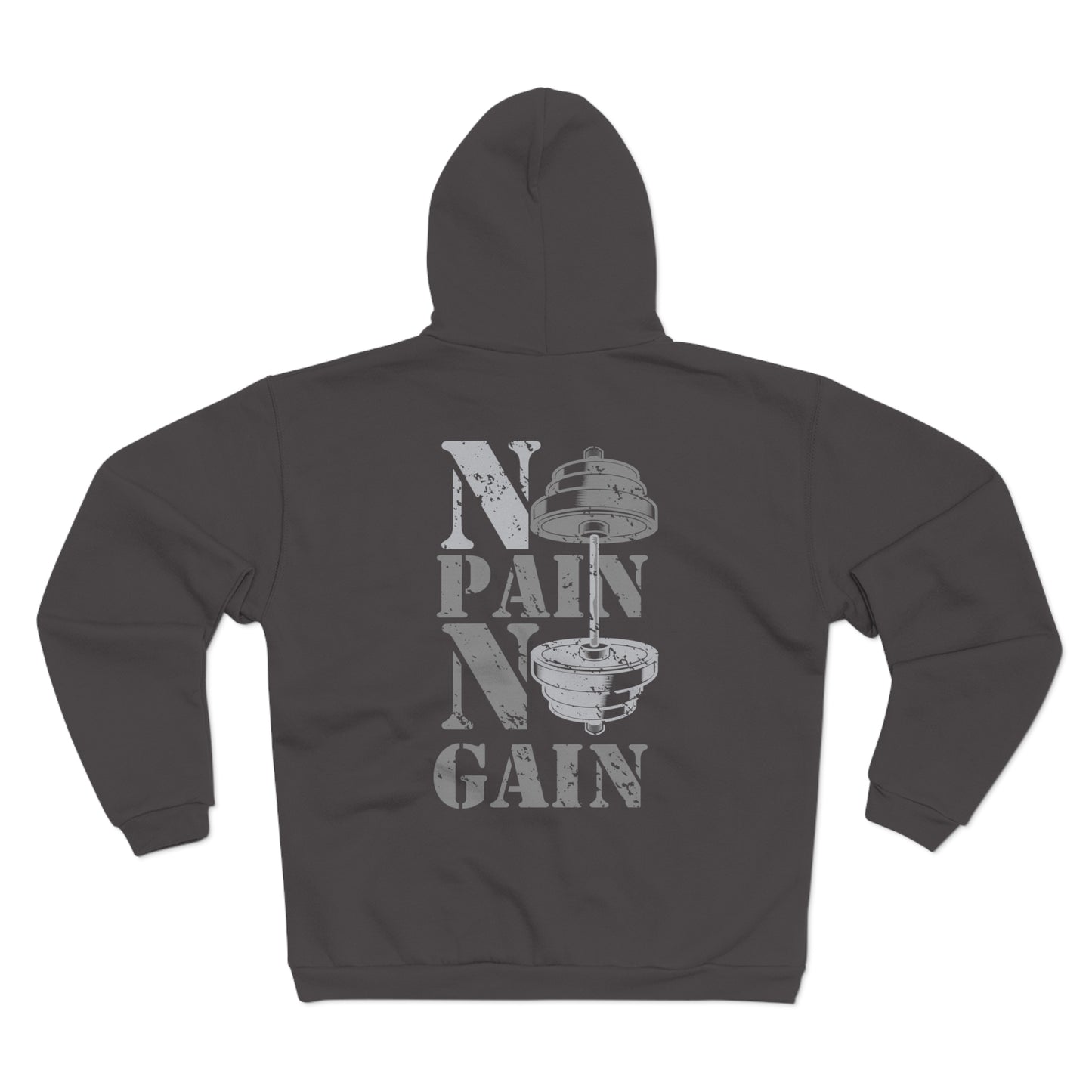 Gym Motivational Hooded Zip Sweatshirt - No Pain No Gain
