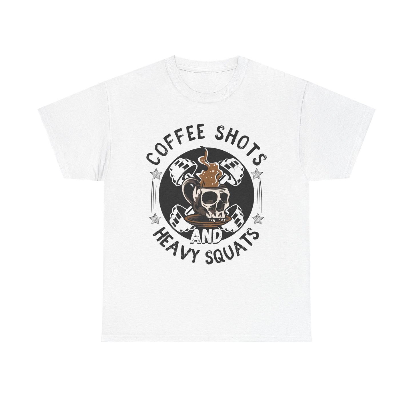 Funny Coffee and Heavy Squats Unisex Tee - Perfect for Fitness Enthusiasts