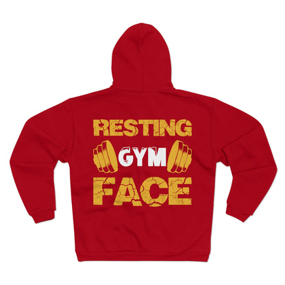Resting Gym Face Unisex Hooded Zip Sweatshirt - Cozy Fitness Apparel