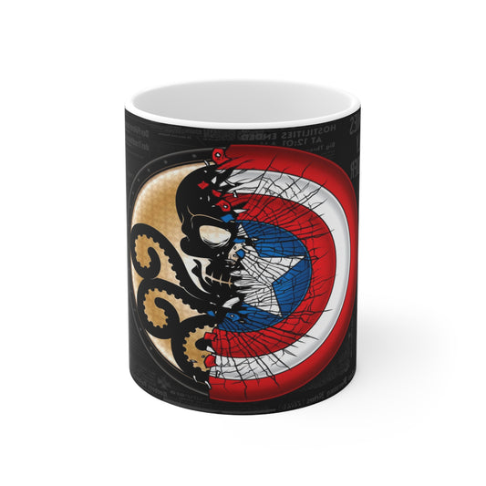 Octopus Shield Ceramic Coffee Mug - 11oz & 15oz | Unique Gift for Marine Life Lovers & Superhero Fans