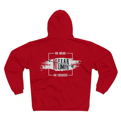 Motivational  Unisex Hooded Zip Sweatshirt- "No Fear, No Limits"