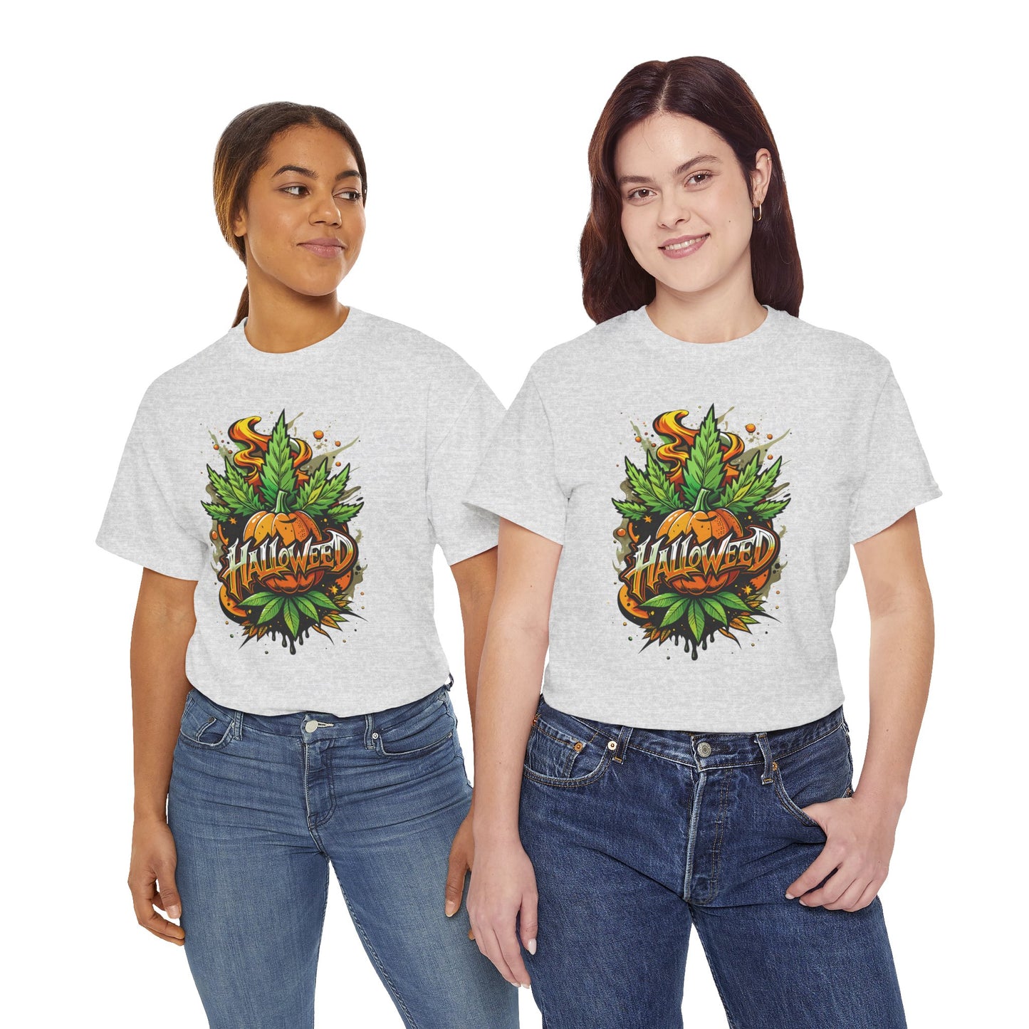 Hallowed Harvest Tee — Halloween Mask & Pumpkin Graphic T-Shirt