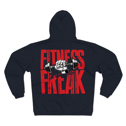 Fitness Freak Unisex Hooded Zip Sweatshirt - Bold Gym Style for Fitness Enthusiasts