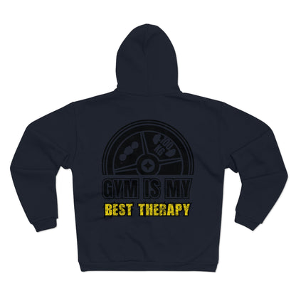 Gym Is My Best Therapy Unisex Hooded Zip Sweatshirt - Perfect for Fitness Enthusiasts