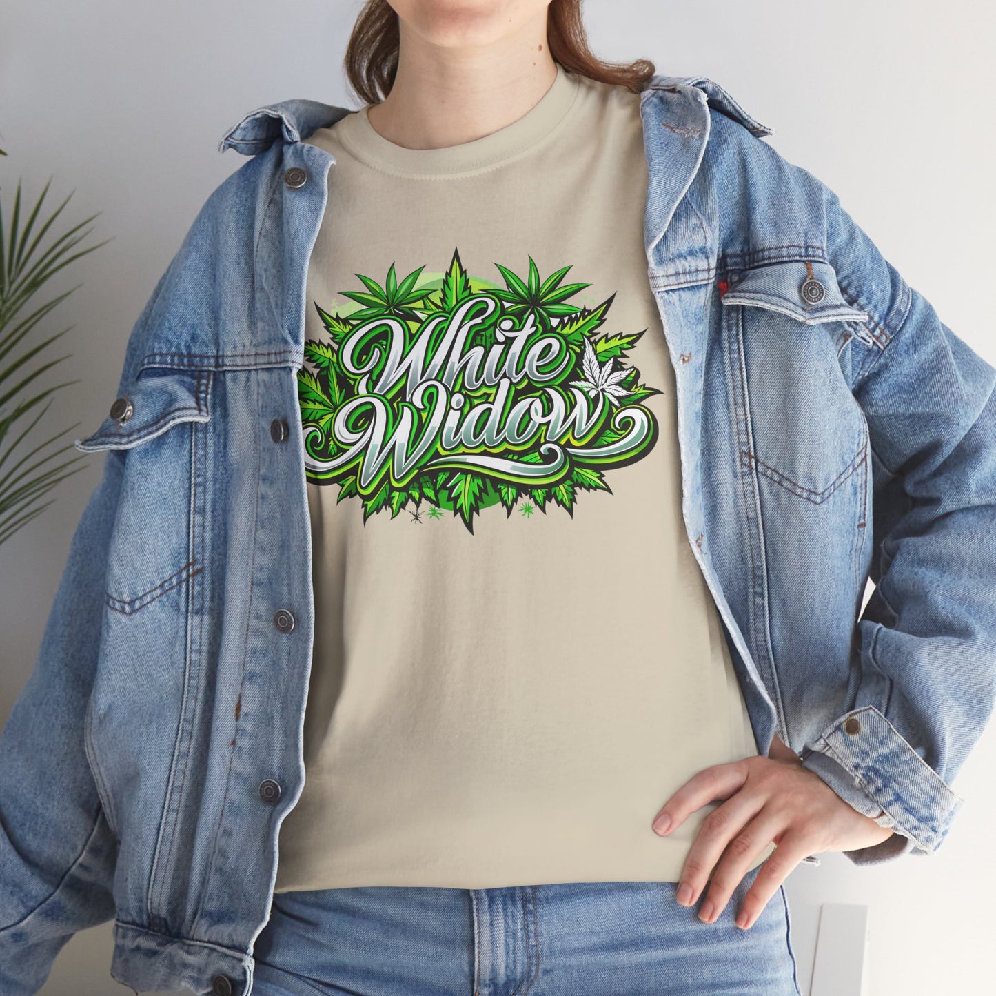 White Widow Graphic Tee — Cannabis Leaf Logo T-Shirt