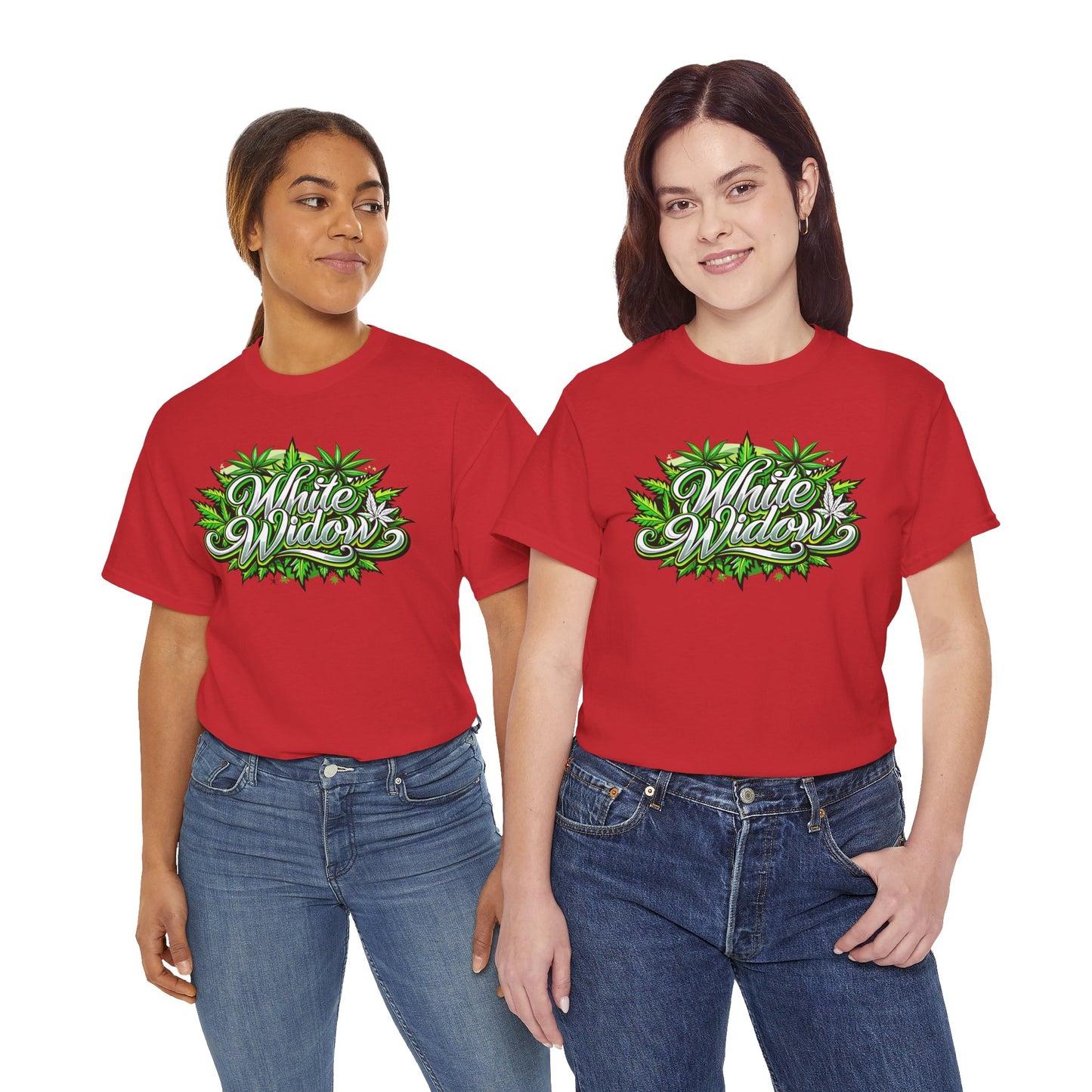 White Widow Graphic Tee — Cannabis Leaf Logo T-Shirt