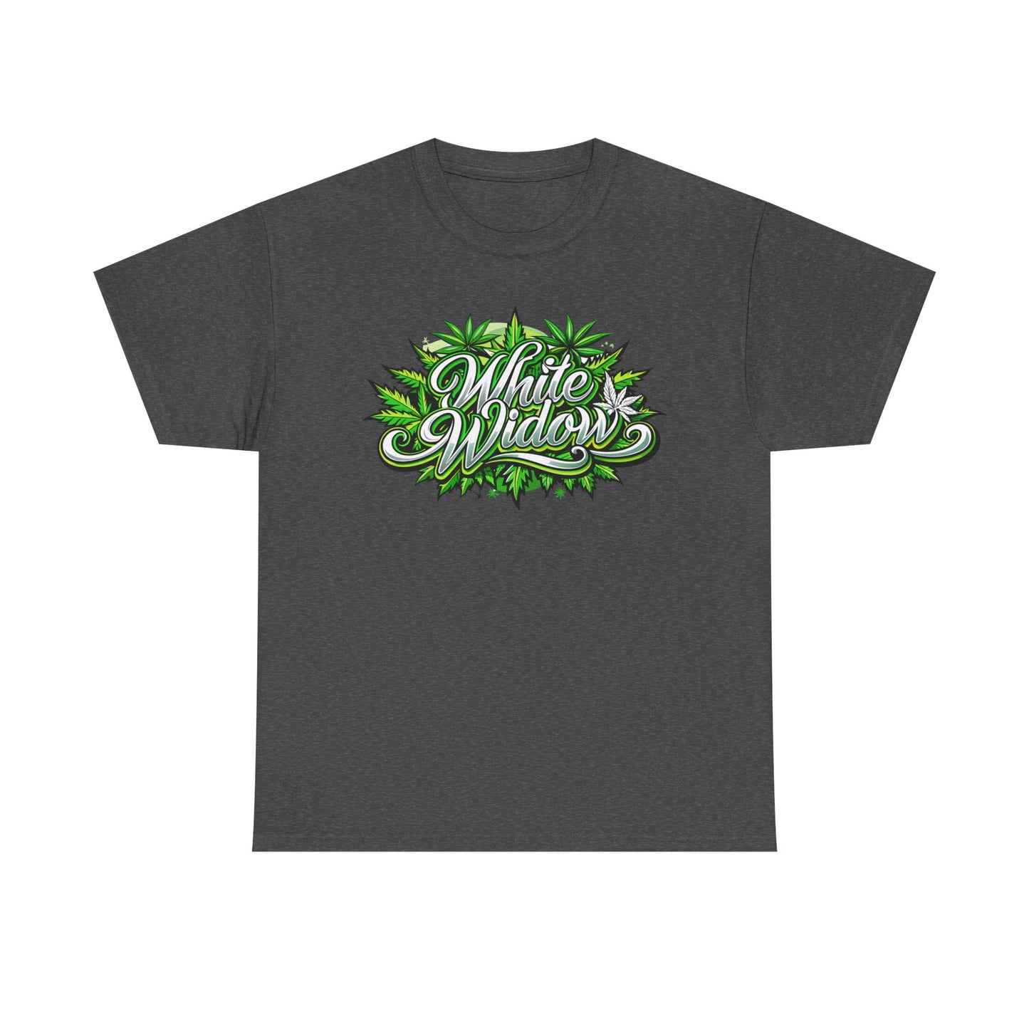 White Widow Graphic Tee — Cannabis Leaf Logo T-Shirt