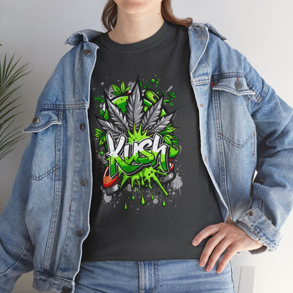 Kush Graffiti T-Shirt — Green Cannabis Leaf Street Art Tee