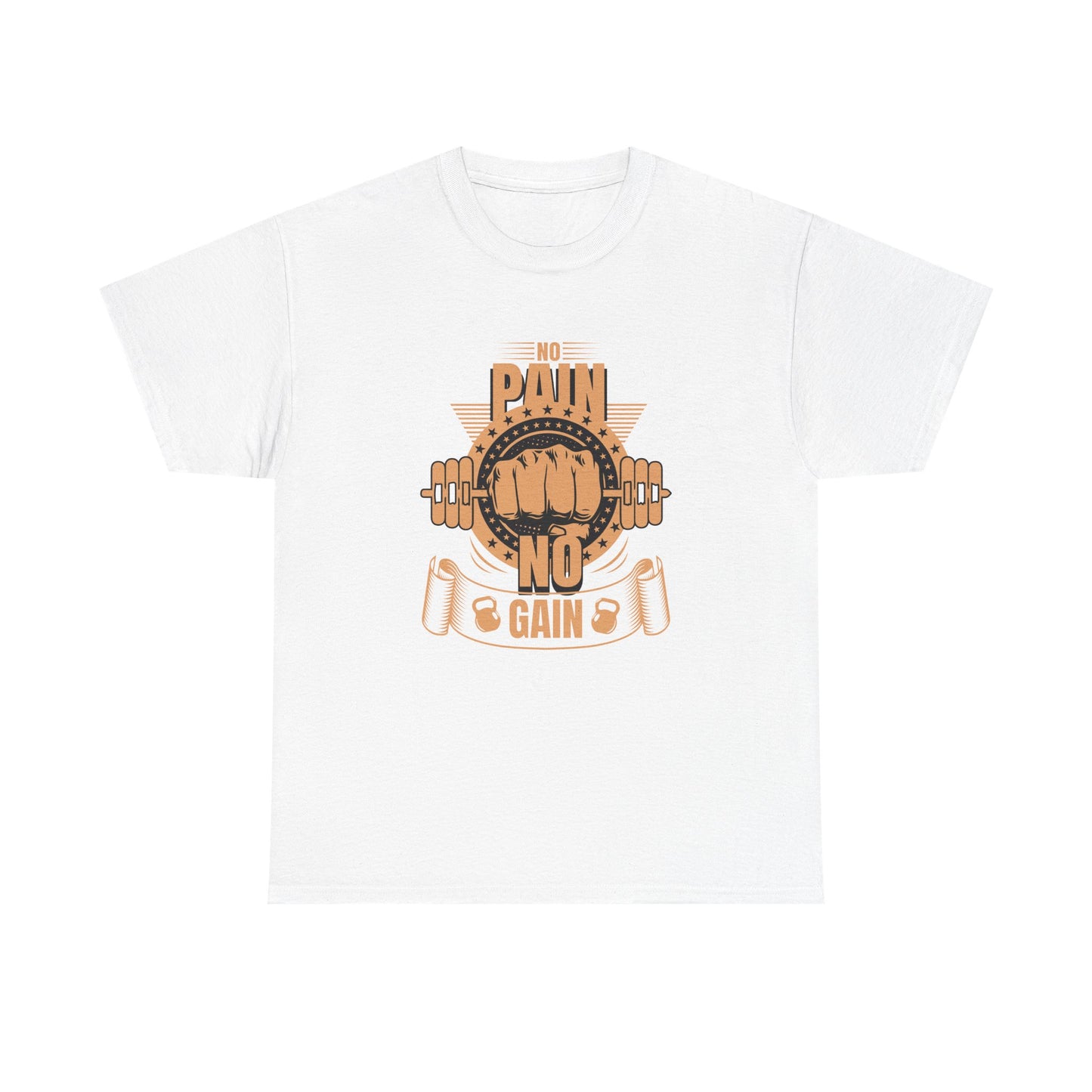 No Pain No Gain Heavy Cotton Tee - Motivational Gym Shirt for Fitness Enthusiasts