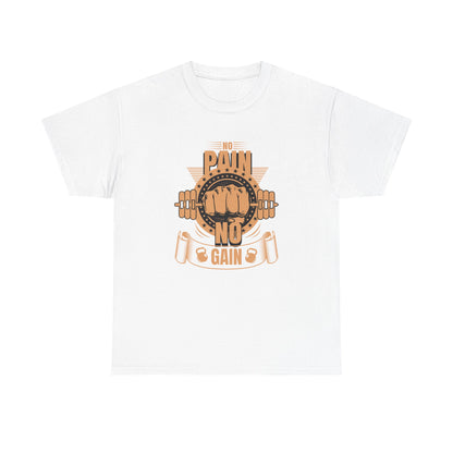 No Pain No Gain Heavy Cotton Tee - Motivational Gym Shirt for Fitness Enthusiasts