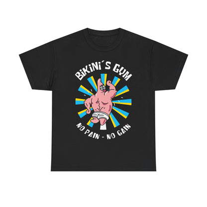 Bikini Bottom Gym Patrick Back Black Unisex Heavy Cotton Tee