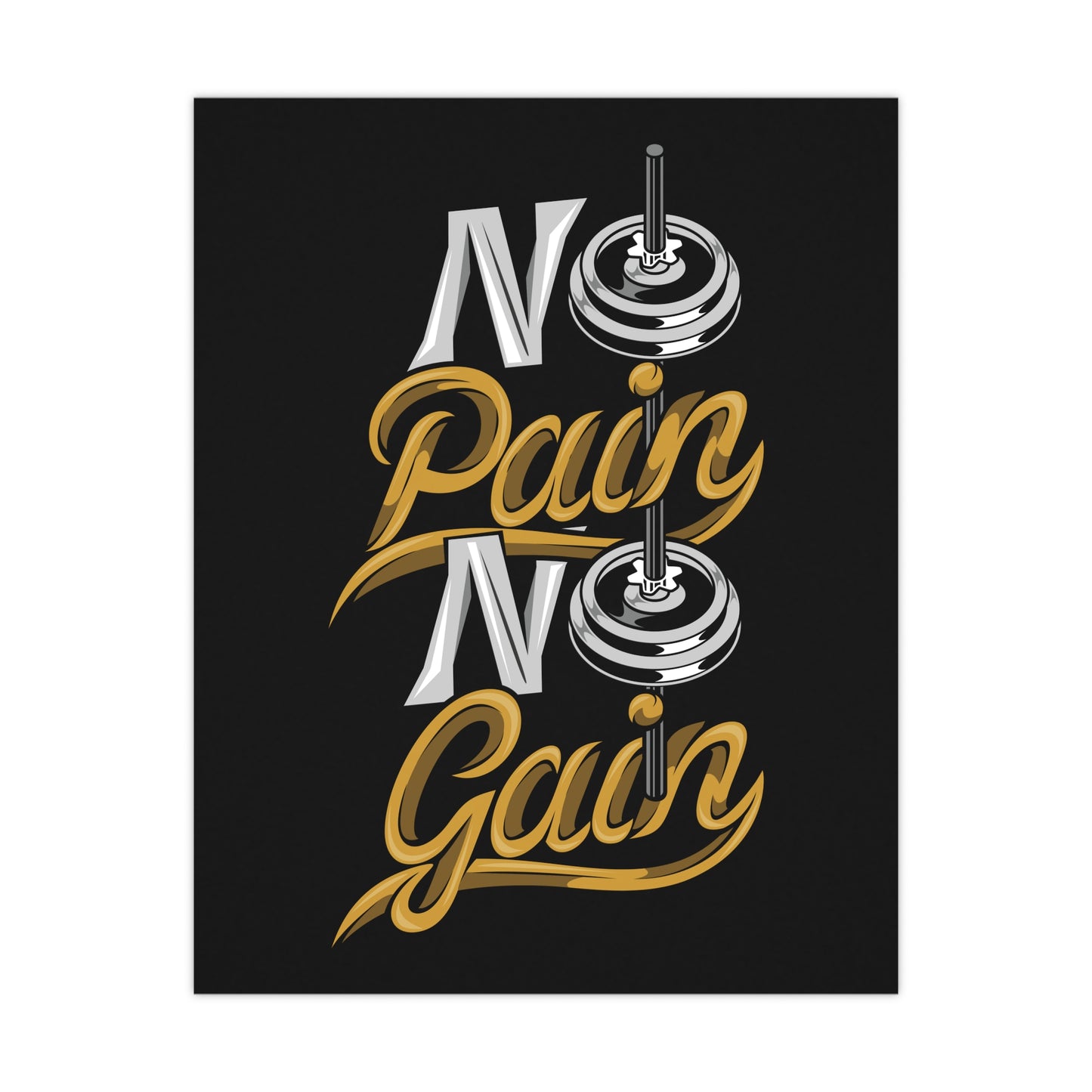 No Pain No Gain Motivational Matte Poster - Fitness Wall Art for Gym Lovers