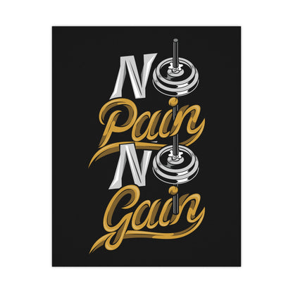 No Pain No Gain Motivational Matte Poster - Fitness Wall Art for Gym Lovers