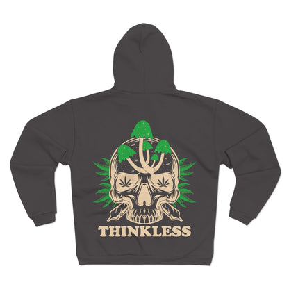 Mushroom Skull 'THINKLESS'  Zip Hoodie