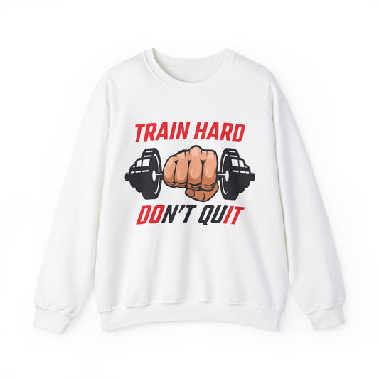 Motivational Fitness Unisex Heavy Blend™ Crewneck Sweatshirt - Train Hard Don't Quit Unisex Heavy Cotton Sweatshirt