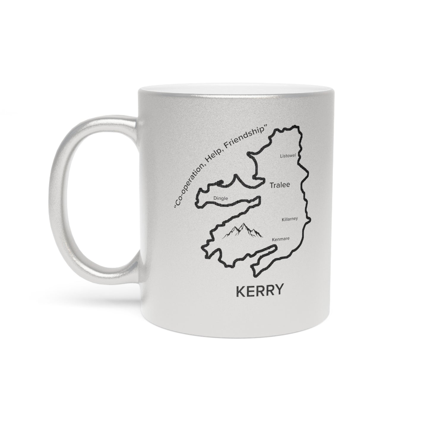 Kerry County Metallic Colour Mug - Silver/Gold - Perfect Gift for Coffee Lovers