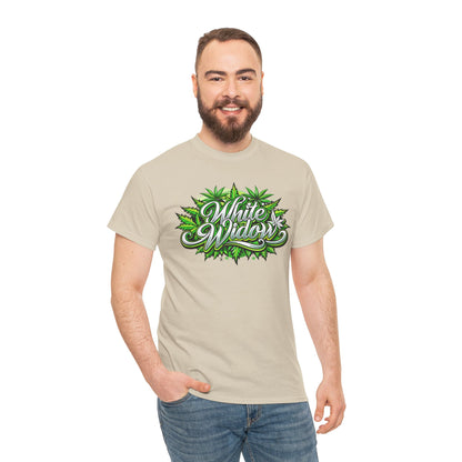 White Widow Graphic Tee — Cannabis Leaf Logo T-Shirt