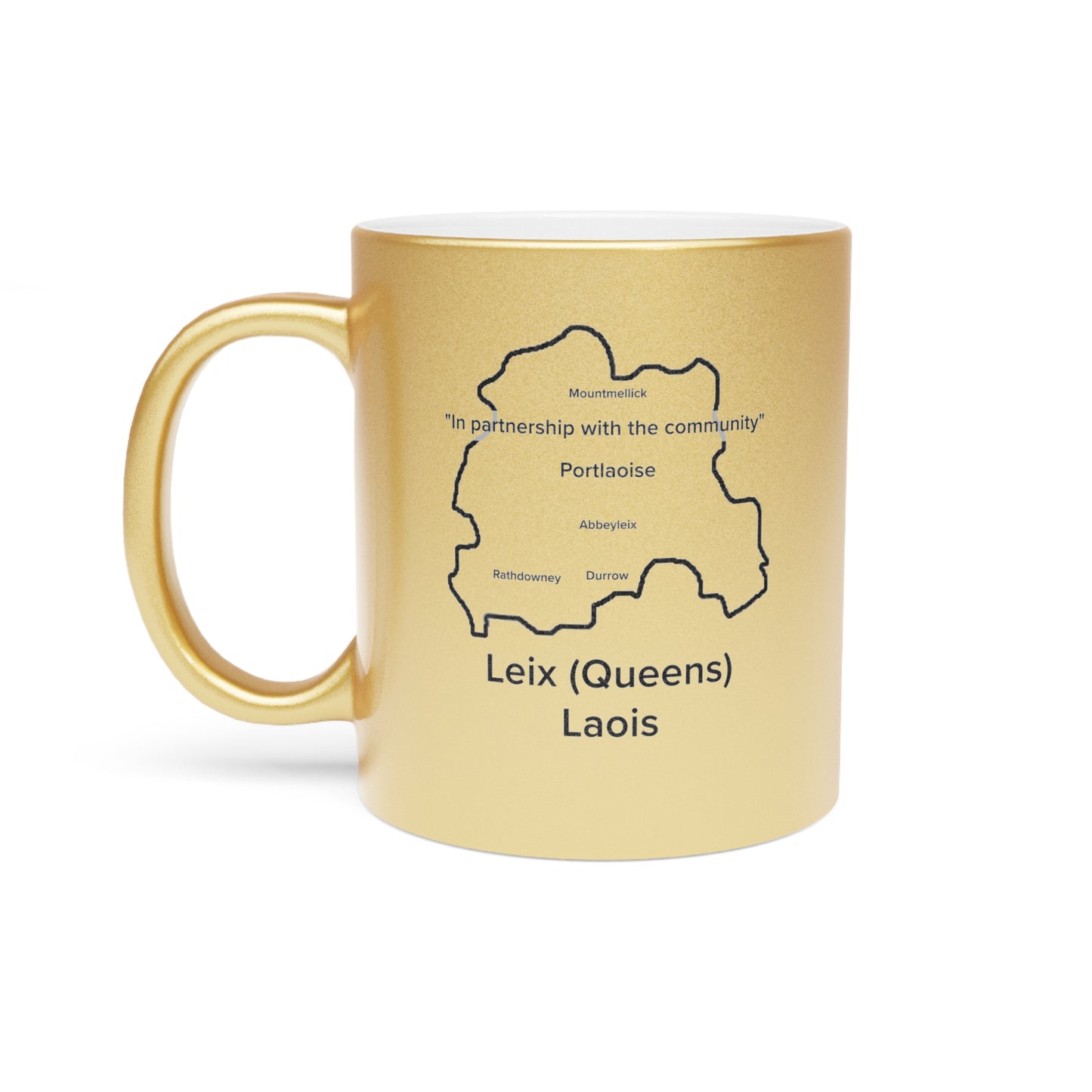 Laois County Metallic Colour Mug - Silver/Gold - Perfect Gift for Coffee Lovers