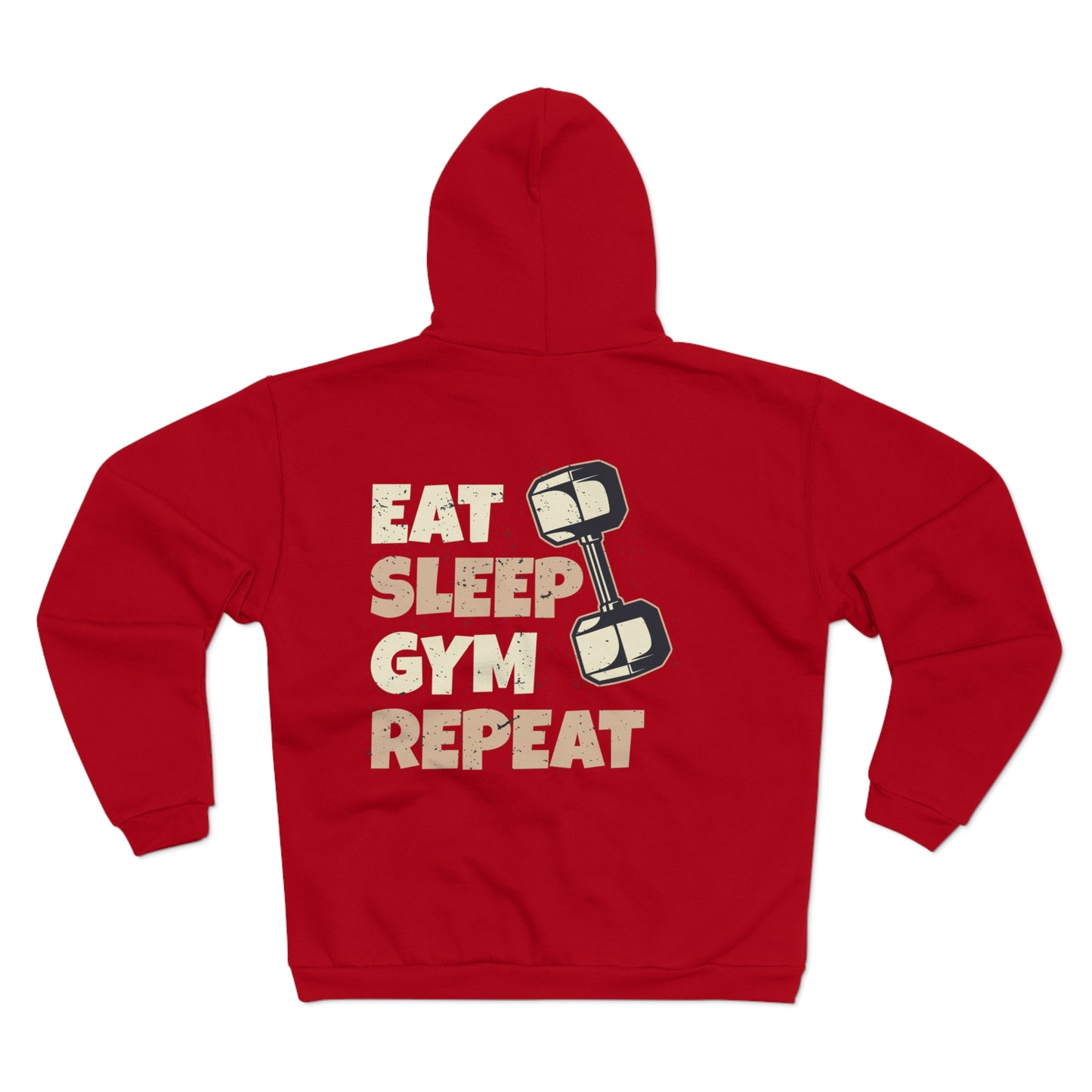 Eat Sleep Gym Repeat Unisex Hooded Zip Sweatshirt - Perfect for Fitness Enthusiasts