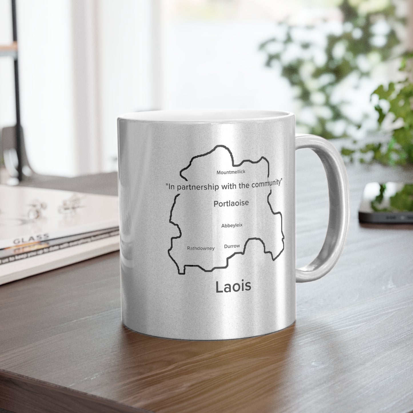 Laois County Metallic Colour Mug - Silver/Gold - Perfect Gift for Coffee Lovers