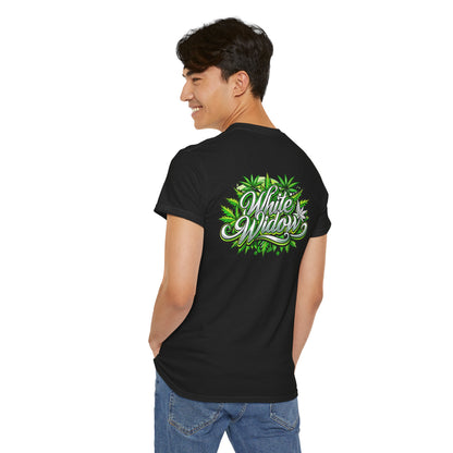 White Widow Graphic Tee — Cannabis Leaf Logo T-Shirt