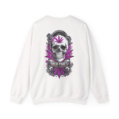 Skull & Purple Cannabis Leaf- "High Times" Graphic Sweatshirt