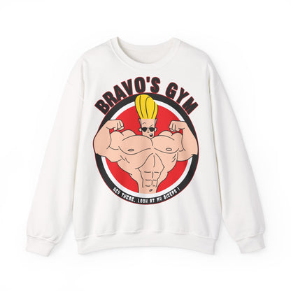 Bravo's Gym Unisex Crewneck Sweatshirt - Fitness Apparel for Gym Enthusiasts White