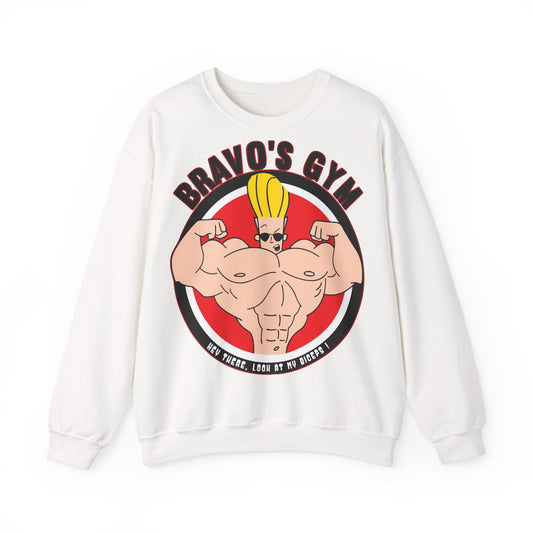Bravo's Gym Unisex Crewneck Sweatshirt - Fitness Apparel for Gym Enthusiasts White