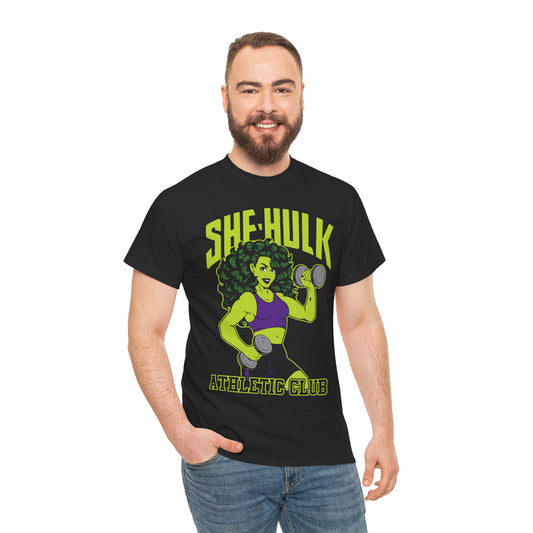 She-Hulk Athletic Club Unisex Heavy Cotton Tee - Empowering Fitness T-Shirt for Superhero Fans Black